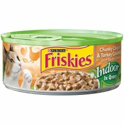 New ???? Friskies Indoor Chunky Chicken And Turkey With Garden Greens Cat Food 5.5 Oz. ⌛