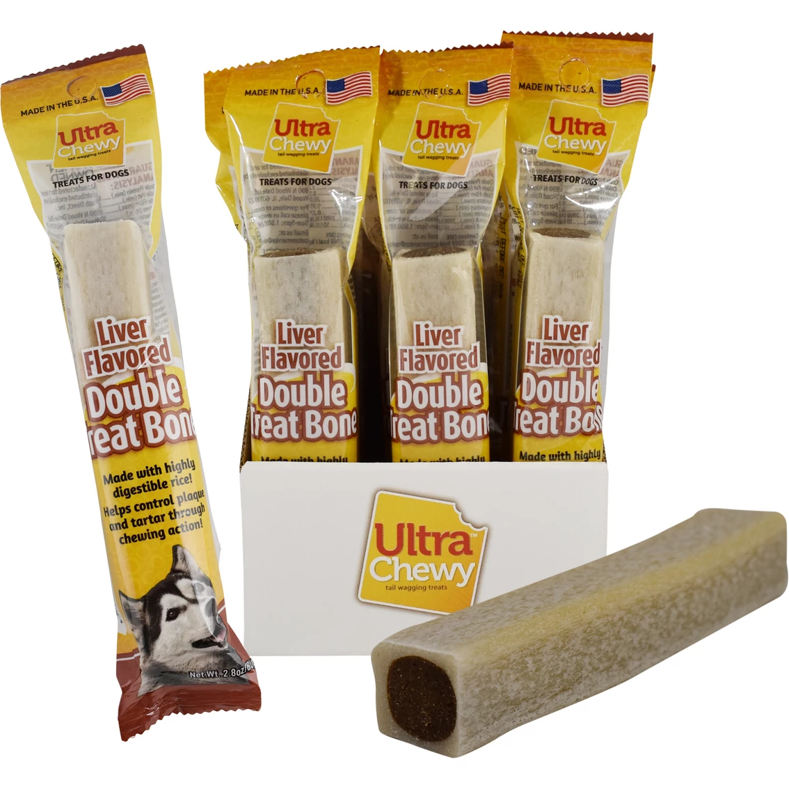 Wholesale ❤️ Ultra Chewy Double Treat Bone Liver 🦮 Dog Treats 2.8 Oz. 🎁 2 Wholesale ❤️ Ultra Chewy Double Treat Bone Liver 🦮 Dog Treats 2.8 Oz. 🎁 - Image 2