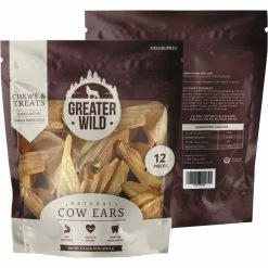 Wholesale 🔔 Greater Wild All Natural Ingredient Cow Ears Chews And Treats For 🐕 Dogs 12 Pc. 😀
